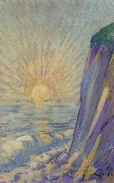  Sunrise Painting - sunrise on the sea Camille Pissarro